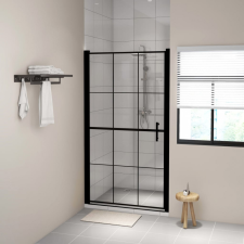vidaXL fekete edzett üveg zuhanyajtó 100 x 178 cm kád, zuhanykabin