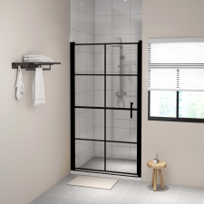 vidaXL fekete edzett üveg zuhanyajtók 100 x 178 cm kád, zuhanykabin