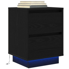 vidaXL fekete éjjeliszekrény LED-világítással 38x34x50 cm bútor