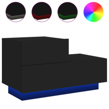 vidaXL fekete éjjeliszekrény LED-világítással 70 x 36 x 40,5 cm (836778) bútor