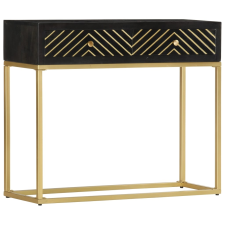 vidaXL fekete és aranyszínű tömör mangófa tálalóasztal 90 x 30 x 75 cm bútor