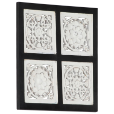 vidaXL fekete és fehér kézzel faragott fali panel MDF 40 x 40 x 1,5 cm építőanyag