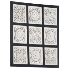 vidaXL fekete és fehér kézzel faragott fali panel MDF 60 x 60 x 1,5 cm építőanyag