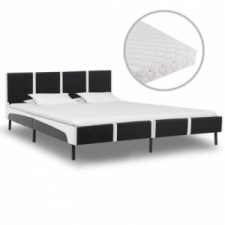 vidaXL Fekete és fehér műbőr ágy matraccal 180 x 200 cm ágy és ágykellék