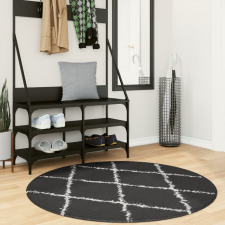 vidaXL fekete és krém hosszú szálú bozontos modern szőnyeg Ø 120 cm lakástextília