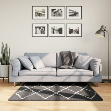 vidaXL fekete és krém hosszú szálú bozontos modern szőnyeg 120 x 120cm lakástextília