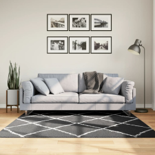 vidaXL fekete és krém hosszú szálú bozontos modern szőnyeg 160 x 160cm lakástextília