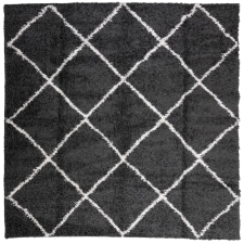 vidaXL fekete és krém hosszú szálú bozontos modern szőnyeg 160 x 160cm (375412) lakástextília