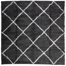 vidaXL fekete és krém hosszú szálú bozontos modern szőnyeg 240 x 240cm (375416) lakástextília