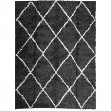vidaXL fekete és krém hosszú szálú bozontos modern szőnyeg 300 x 400cm (375418) lakástextília