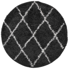 vidaXL fekete és krém hosszú szálú bozontos modern szőnyeg Ø 80 cm (375419) lakástextília