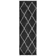 vidaXL fekete és krém hosszú szálú bozontos modern szőnyeg 80 x 250 cm (375407) lakástextília