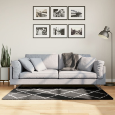 vidaXL fekete és krém hosszú szálú bozontos modern szőnyeg 80x150 cm lakástextília