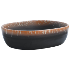 vidaXL fekete és narancssárga kerámia ovális asztali mosdó 47x33x13 cm (155069) szaniter