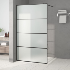 vidaXL fekete ESG tejüveg zuhanyfal 115x195 cm kád, zuhanykabin