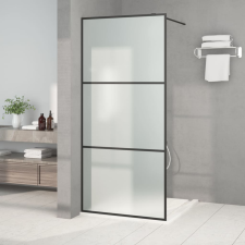 vidaXL fekete ESG tejüveg zuhanyfal küszöb nélküli zuhanyhoz 90x195 cm kád, zuhanykabin