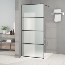 vidaXL fekete ESG tejüveg zuhanyfal küszöb nélküli zuhanyhoz 90x195 cm kád, zuhanykabin