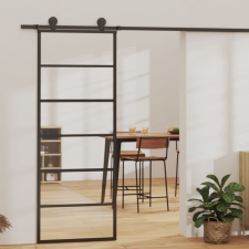 vidaXL fekete ESG üveg és alumínium tolóajtó 76 x 205 cm építőanyag