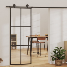 vidaXL fekete ESG üveg és alumínium tolóajtó 76 x 205 cm építőanyag