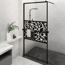 vidaXL Fekete ESG üveg és alumínium zuhanyfal polccal 115x195 cm kád, zuhanykabin