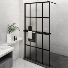 vidaXL fekete ESG üveg és alumínium zuhanyfal polccal 118 x 190 cm kád, zuhanykabin