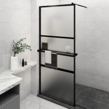 vidaXL fekete ESG üveg és alumínium zuhanyfal polccal 90 x 195 cm kád, zuhanykabin
