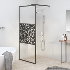 vidaXL fekete ESG üveg zuhanyfal kőmintával 80 x 195 cm kád, zuhanykabin