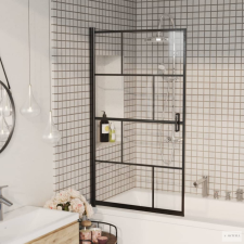 vidaXL fekete ESG zuhanykabin 80 x 140 cm kád, zuhanykabin