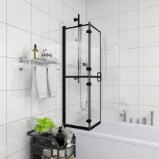 vidaXL fekete ESG zuhanykabin összecsukható ajtóval 120x140 cm kád, zuhanykabin