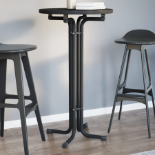 vidaXL fekete étkezőasztal szerelt fa és acél Ø60x110 cm bútor