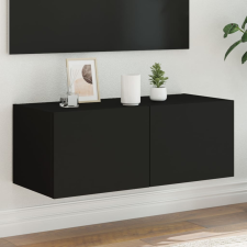 vidaXL fekete fali TV-szekrény LED-világítással 80x35x31 cm bútor