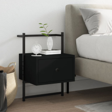 vidaXL fekete falra szerelhető műfa éjjeliszekrény 35x30x51 cm bútor
