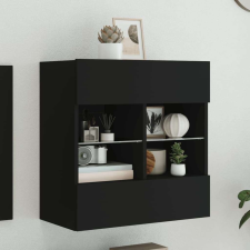 vidaXL fekete falra szerelhető TV-szekrény LED-lámpákkal 58,5x30x60,5 bútor