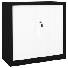 vidaXL fekete-fehér acél tolóajtós szekrény 90 x 40 x 90 cm bútor