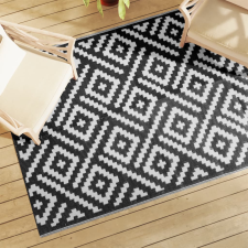 vidaXL fekete-fehér PP kültéri szőnyeg 140x200 cm lakástextília