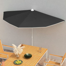 vidaXL fekete félköríves napernyő rúddal 180 x 90 cm kerti bútor