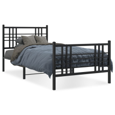vidaXL fekete fém ágykeret fej- és lábtámlával 100 x 190 cm ágy és ágykellék