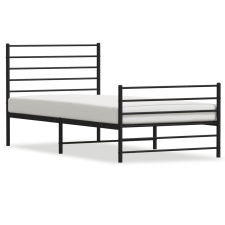 vidaXL fekete fém ágykeret fej- és lábtámlával 100 x 190 cm (352331) ágy és ágykellék