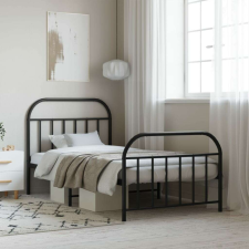 vidaXL fekete fém ágykeret fej- és lábtámlával 100 x 200 cm ágy és ágykellék