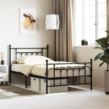 vidaXL fekete fém ágykeret fej- és lábtámlával 107 x 203 cm ágy és ágykellék