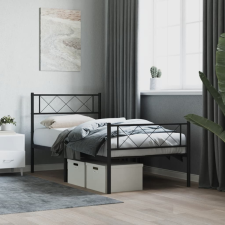 vidaXL fekete fém ágykeret fej- és lábtámlával 107 x 203 cm ágy és ágykellék