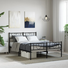 vidaXL fekete fém ágykeret fej- és lábtámlával 120 x 190 cm ágy és ágykellék