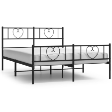 vidaXL fekete fém ágykeret fej- és lábtámlával 120 x 190 cm (355478) ágy és ágykellék