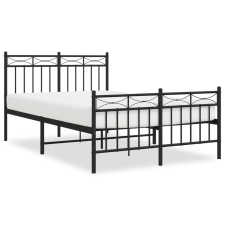 vidaXL fekete fém ágykeret fej- és lábtámlával 120 x 190 cm (373706) ágy és ágykellék