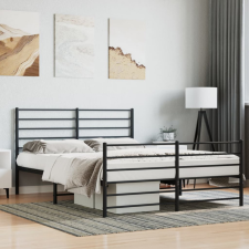 vidaXL Fekete fém ágykeret fej- és lábtámlával 135 x 190 cm (352336) ágy és ágykellék