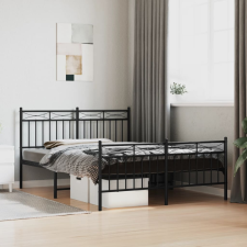 vidaXL fekete fém ágykeret fej- és lábtámlával 140 x 190 cm ágy és ágykellék
