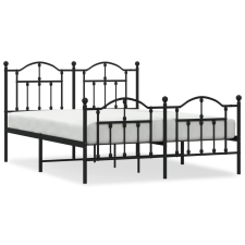 vidaXL fekete fém ágykeret fej- és lábtámlával 140 x 190 cm (353457) ágy és ágykellék