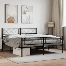 vidaXL fekete fém ágykeret fej- és lábtámlával 140 x 200 cm ágy és ágykellék
