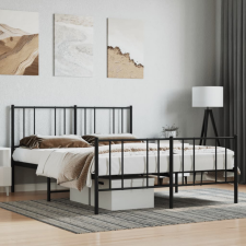 vidaXL fekete fém ágykeret fej- és lábtámlával 150 x 200 cm ágy és ágykellék