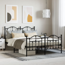 vidaXL fekete fém ágykeret fej- és lábtámlával 150 x 200 cm ágy és ágykellék